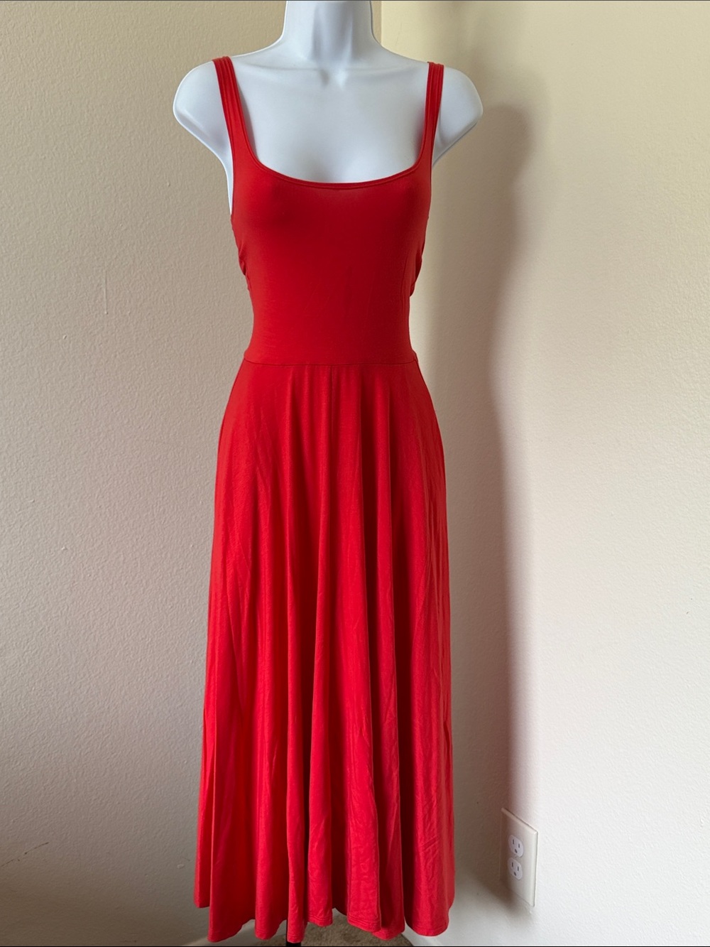 Reformation Red Scoop Neck Maxi Dress